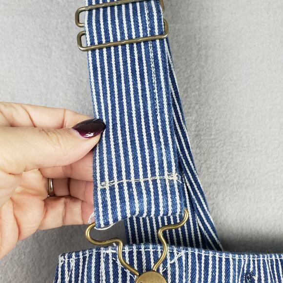 Key Size 48x32 Railroad Stripe Bib Overalls Blue White Farmer Chore Workwear - Picture 4 of 14